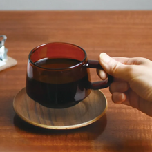 Načítať obrázok do zobrazovača galérie, Kinto Sepia SET sklenených šálok s uškom/Jantárovo žlté/4x270 ml