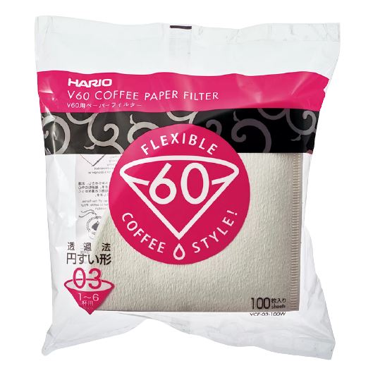 Hario papierové filtre V60-03/100 ks, hnedé a biele