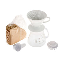Načítať obrázok do zobrazovača galérie, Hario V60-02 sada biela/Dripper &amp; Pot set
