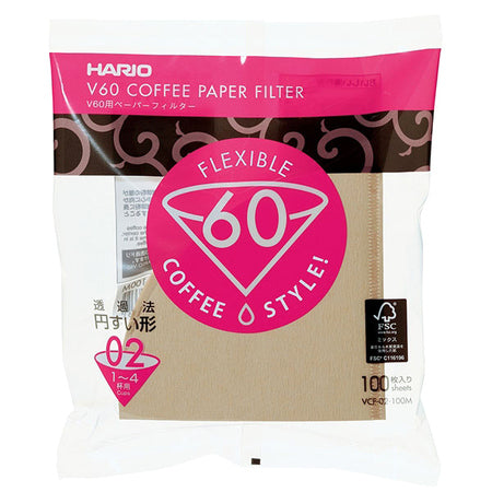 Hario V60-02- hnedé papierové filtre-100 kusov